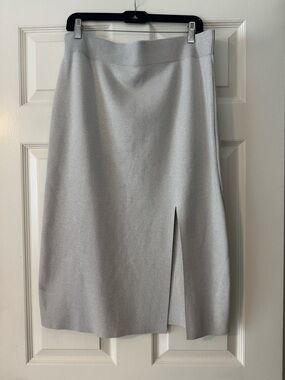 GAP Light Gray Metallic Midi Skirt with Front Slit